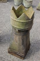 A cream terracotta Crown chimney pot, 12 1/2" dia x 30 1/2" high