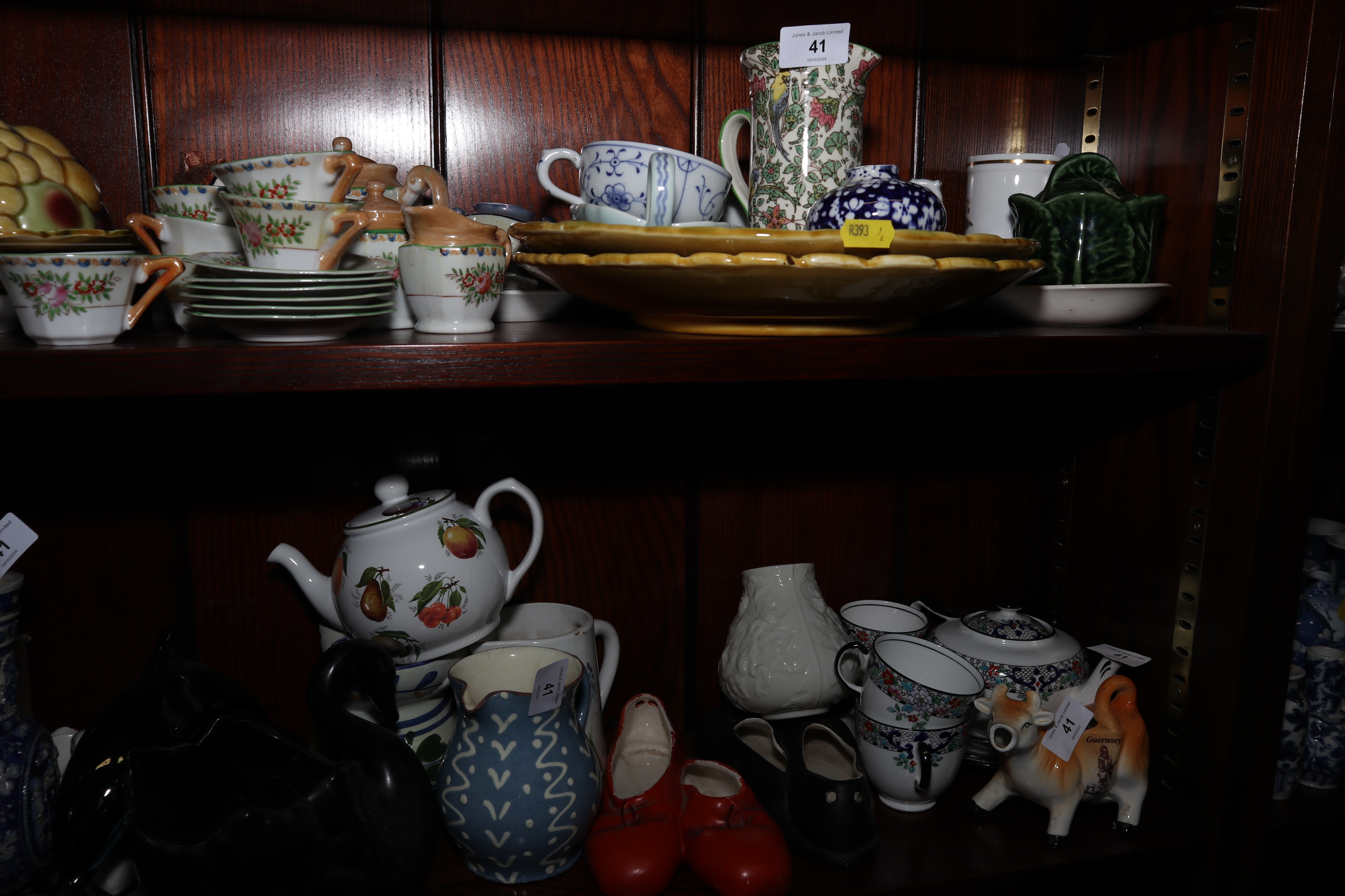 A doll's Japanese porcelain part tea service, two pieces of Carlton leaf ware, a Delphine China - Image 2 of 3