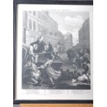 After William Hogarth: four engravings , cruelty series, in reeded ebonised frames