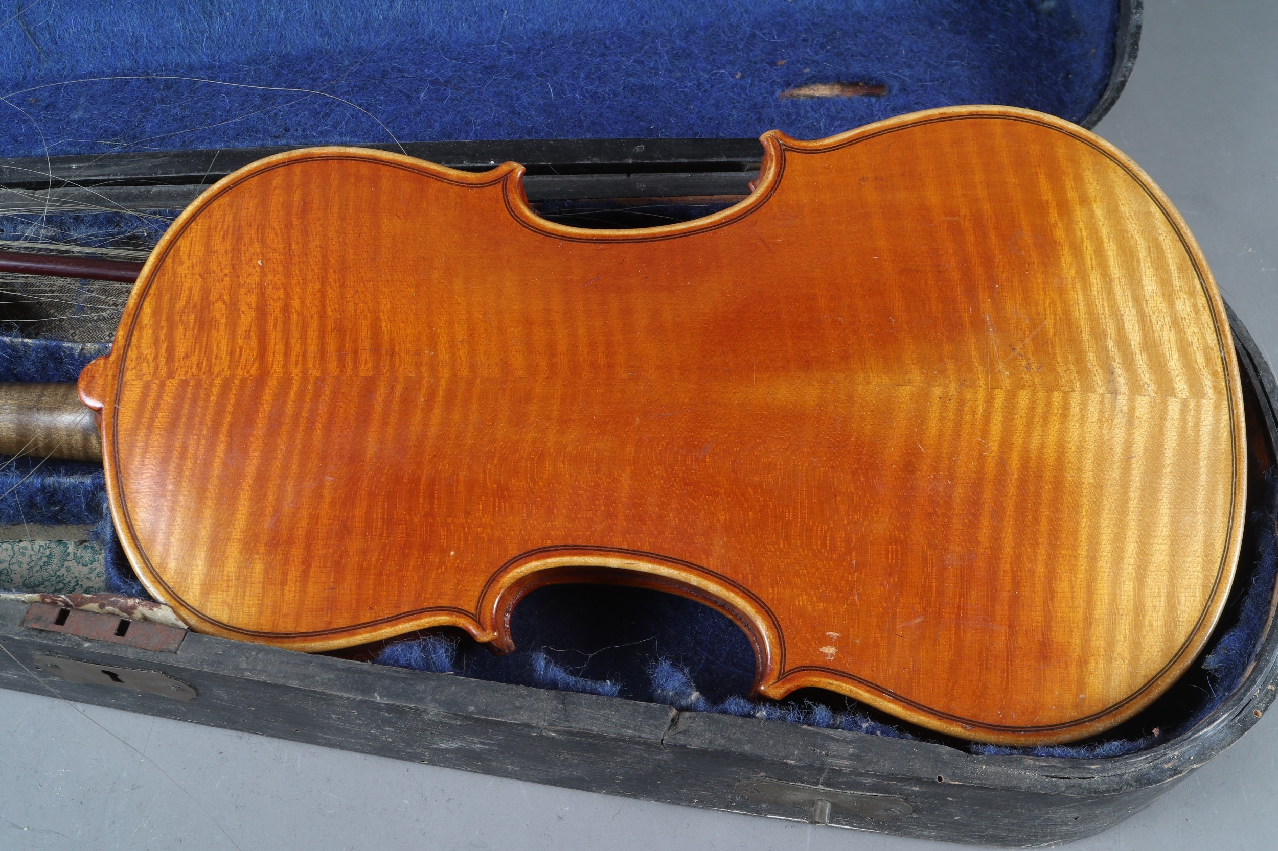 A student's violin and bow, in a wooden case, Violin is 23" long - Image 3 of 3