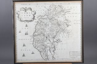 A Robert Morden map of Cumberland, in Hogarth frame