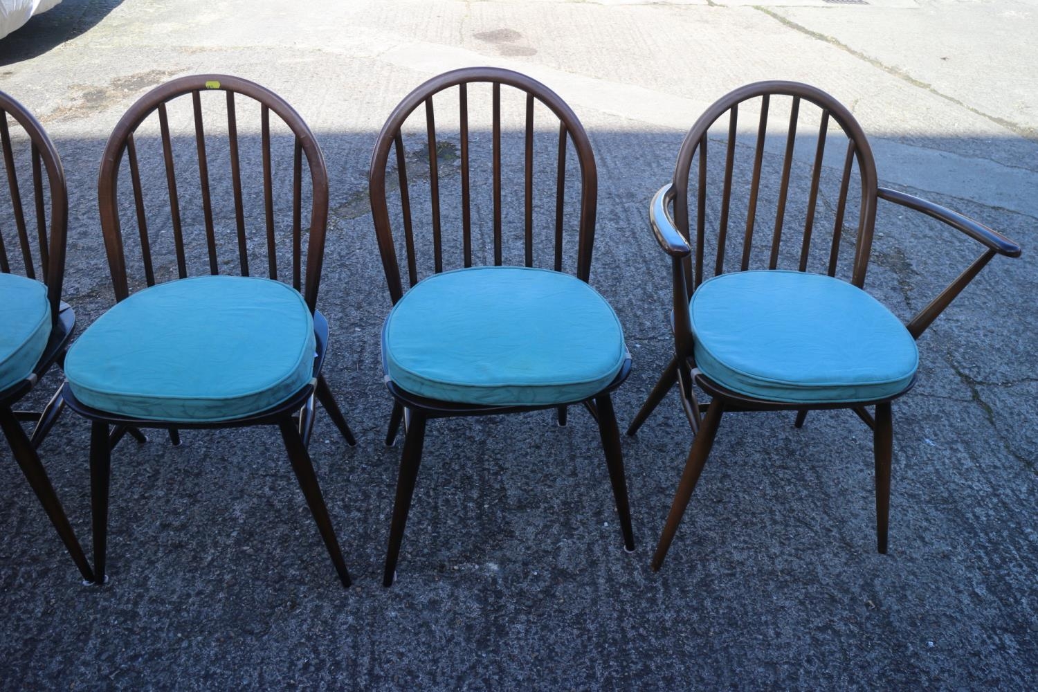 A set of six Ercol "Windsor" spindle back dining chairs with panel seats (4+2) - Image 2 of 2