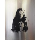 Gilly Francois: a limited edition contrast screen print on metal panel, "Couple", 147/1000,