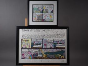 Four SuperTone cartoons by Peter Pearce, all in ebonised frames, and another print, various