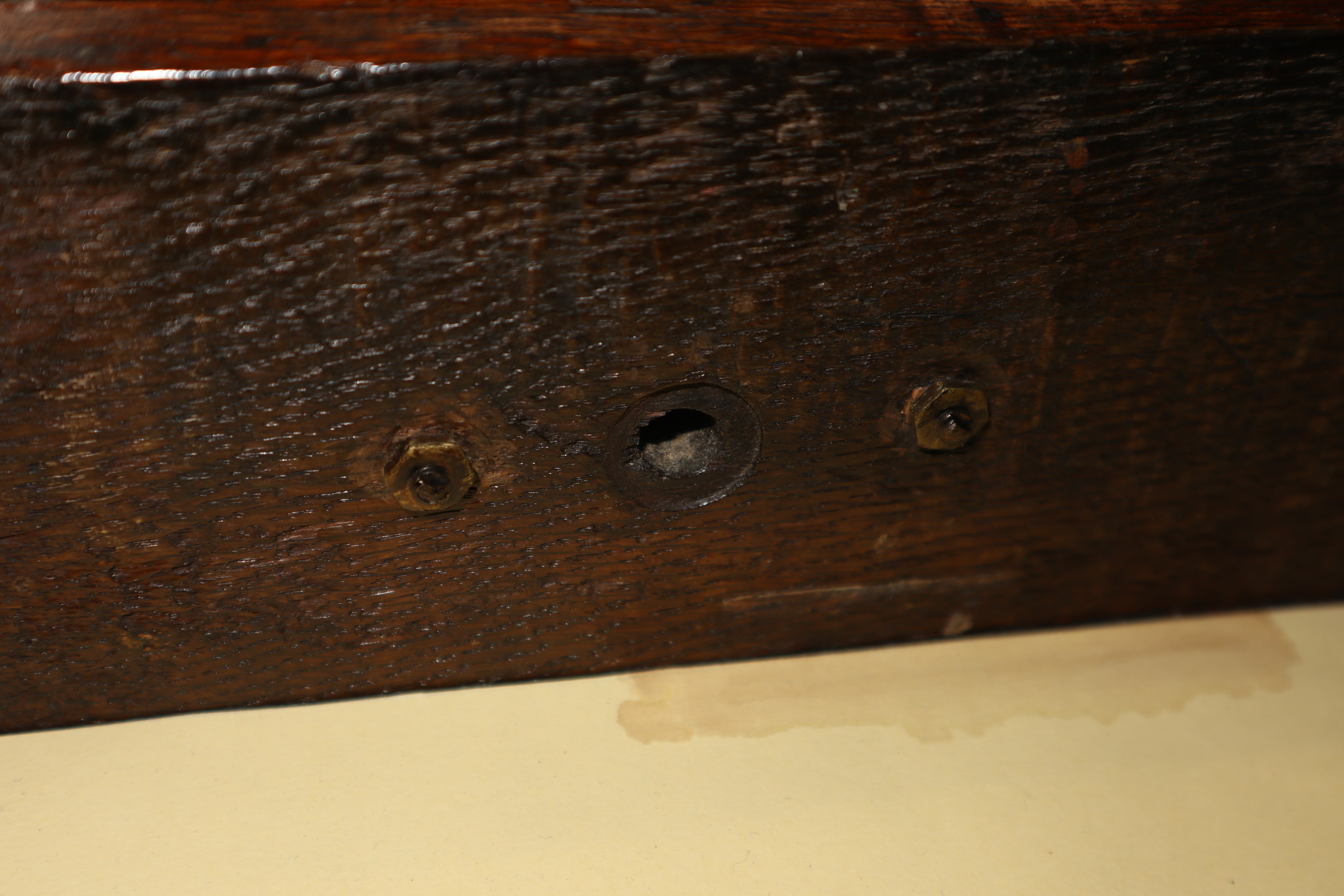 An 18th century oak chest of four long graduated drawers, 32 1/2" wide x 17" deep x 29" high - Image 7 of 13