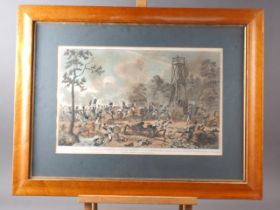 An early 19th century hand-coloured engraving, "The total defeat and flight of the French Army",