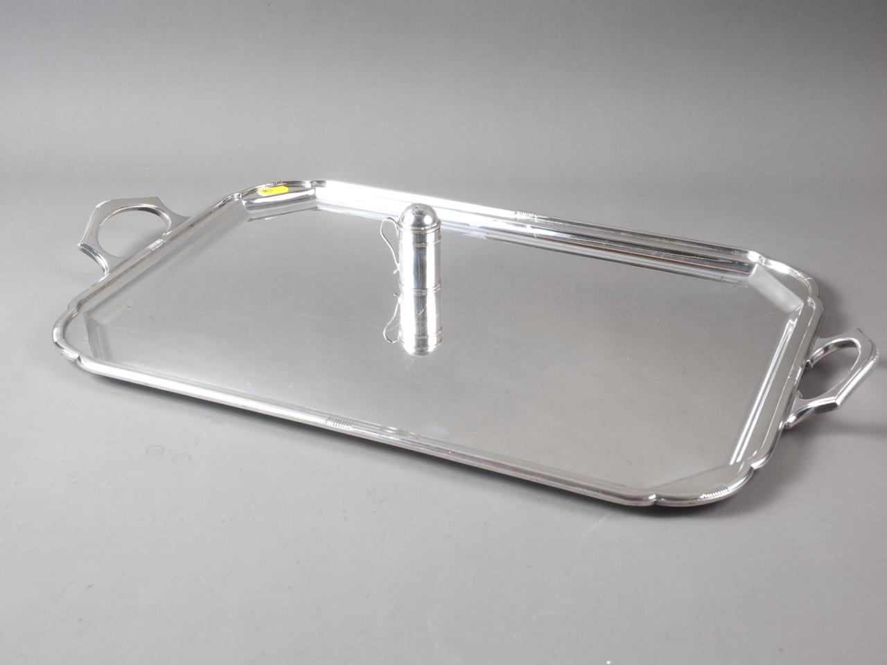 An Art Deco silver plated two-handled tea tray, by Roberts & Belk, 22 1/2" wide, and a silver