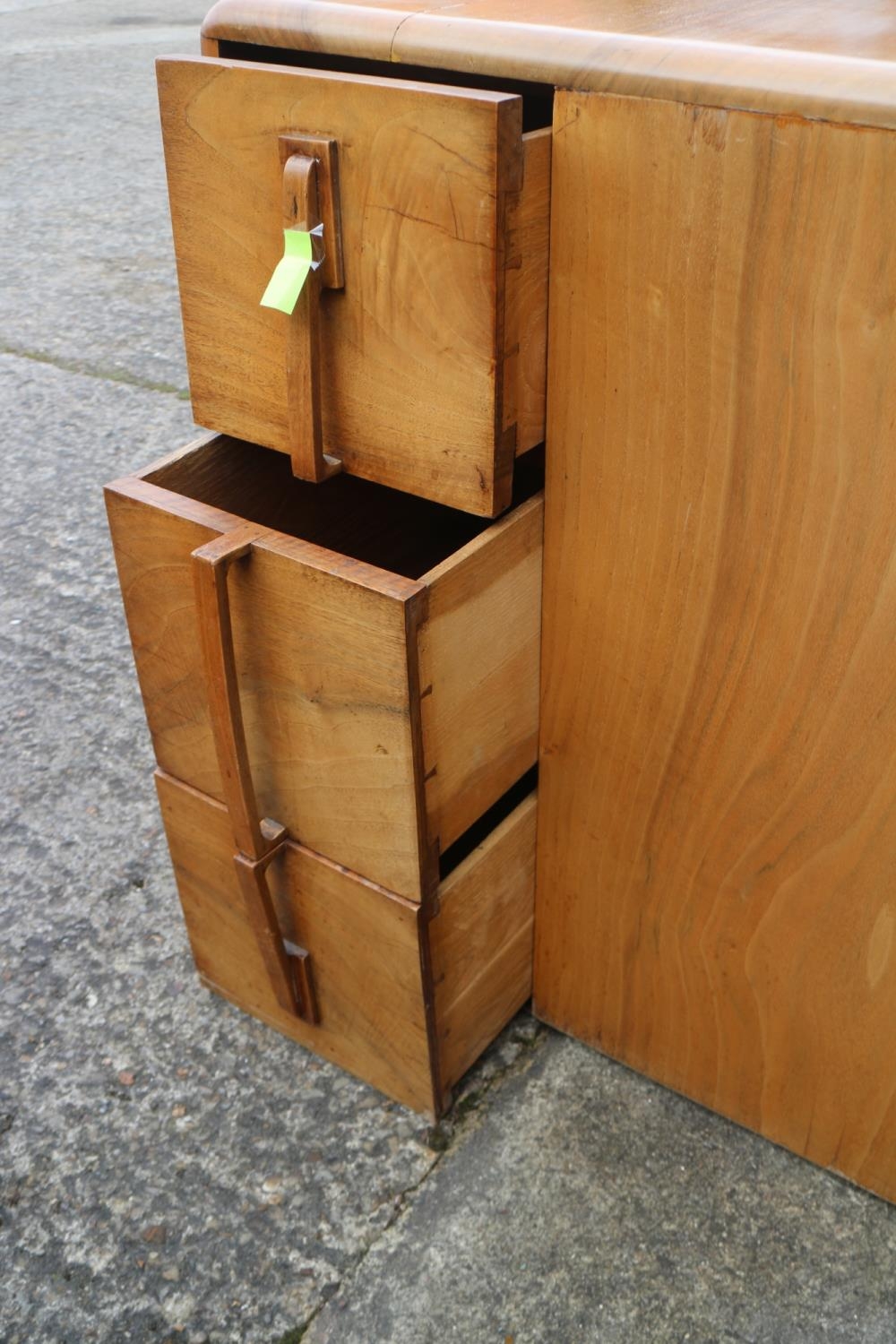 A 1930s walnut metamorphic cube desk, fitted three doors, concealed kneehole and three open corner - Image 2 of 6