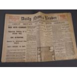 An original copy of "Daily News & Leader", August 5th 1914, declaration of war with Germany edition