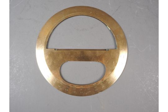 A 19th century brass full circle protractor by A Abrahams & Co, Liverpool, 8" dia, (small ding to - Image 1 of 5