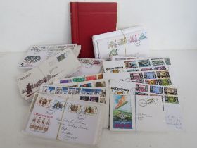 A stamp album containing a quantity of stamps including Victoria Penny Red, Victoria Penny Lilac,