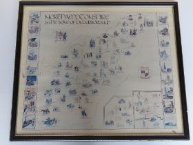 A print of 'The Pettit' memorial map of Northamptonshire and the Soke of Peterborough in Hogarth