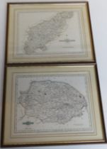Prints; Northamptonshire and Norfolk from engravings by J Cary, in matching mounts and frames,
