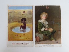 Two early 20th century postcards; Bubbles art print, and 'The Toilet of Venus'.