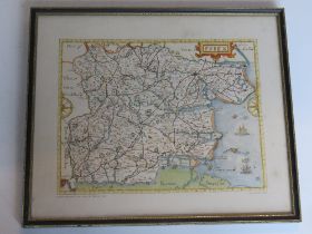 Print; John Norden's map of Essex printed by the Essex Record Office, sight size approx 29.5 x 22.