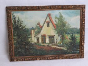 Theodorus Henry "Theo" Wiegman (Rotterdam 1908 - 1991) oil painting of a rural cottage, framed,