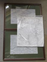 A pair of Ordnance Survey maps being Surrey/Essex in matching frames, mounted,