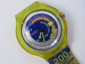 A Swatch Scuba 200 wrist watch, strap a/f.
