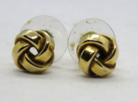 A pair of 9ct gold knot earrings, Russian 375 hallmark.