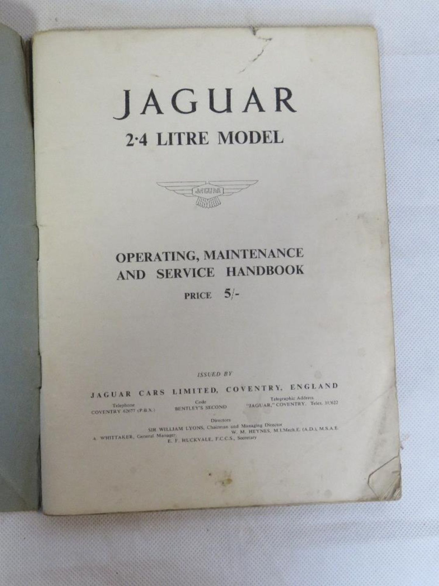 A Jaguar 2.4 litre model operating, maintenance and service handbook. - Image 2 of 2