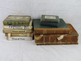 A quantity of vintage horticultural books including a large leather bound (a/f) copy of the