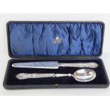 A delightful serving set comprising cake knife and dessert spoon,