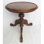 A mahogany wine table raised over carded base with three outswept legs, approx 47cm high x 46cm dia.