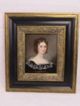 A 19th century oil on board portrait of a fine lady, marked to back of frame 'Marked Paris to back',