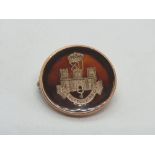 A 9ct gold and tortoiseshell regimental sweetheart brooch for the Suffolk Regiment, hallmarked 375,