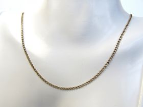 A 9ct gold chain necklace, stamped 9c to the clasp, 41cm in length, 2g.