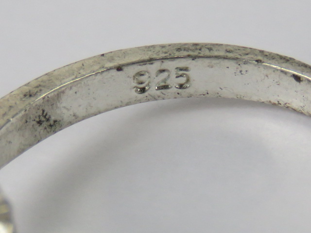 Two silver single stone rings, each stamped 925, size P-Q. - Image 2 of 2