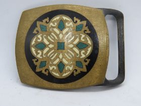 A rare Tech-Ether Guild brass belt buckle 'Kaleidoscope'.