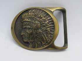 A rare Tech-Ether Guild brass belt buckle 'Cheyenne'.