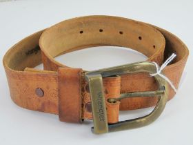 A vintage leather belt by Wrangler size S to M approx 28-34".