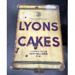 A vintage enamelled advertising sign for Lyons Cakes, approx 63 x 45cm (25 x 17").