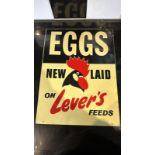 A vintage enamelled advertising sign for Lever's Eggs, approx 45 x 34cm (17.5 x 13.5").