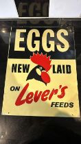 A vintage enamelled advertising sign for Lever's Eggs, approx 45 x 34cm (17.5 x 13.5").
