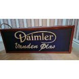 A contemporary illuminated Daimler Vander Plas box sign, 65 x 25 x 9cm.