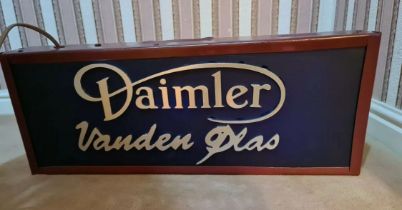 A contemporary illuminated Daimler Vander Plas box sign, 65 x 25 x 9cm.