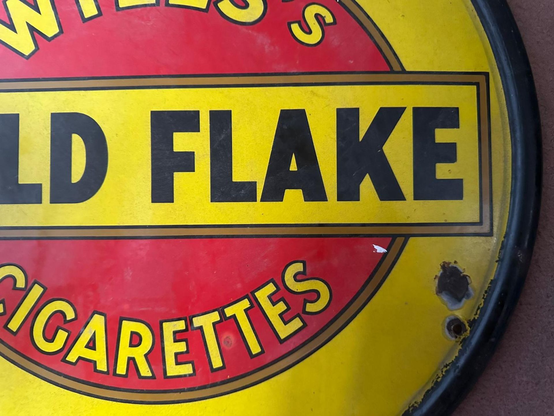 A vintage enamelled circular roundel advertising sign for Will's Gold Flake Cigarettes, - Image 3 of 9