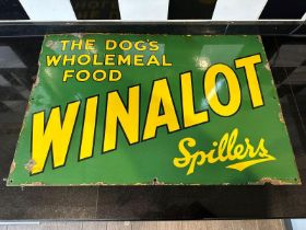 A vintage enamelled advertising sign for Winalot, approx 50 x 76cm (20 x 30").