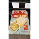 A vintage enamelled advertising sign for Lyons Individual Fruit Pie, approx 58 x 40cm (23 x 16").