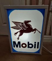 A contemporary illuminated Mobile Pegasus box sign, 43 x 32 x 9cm.