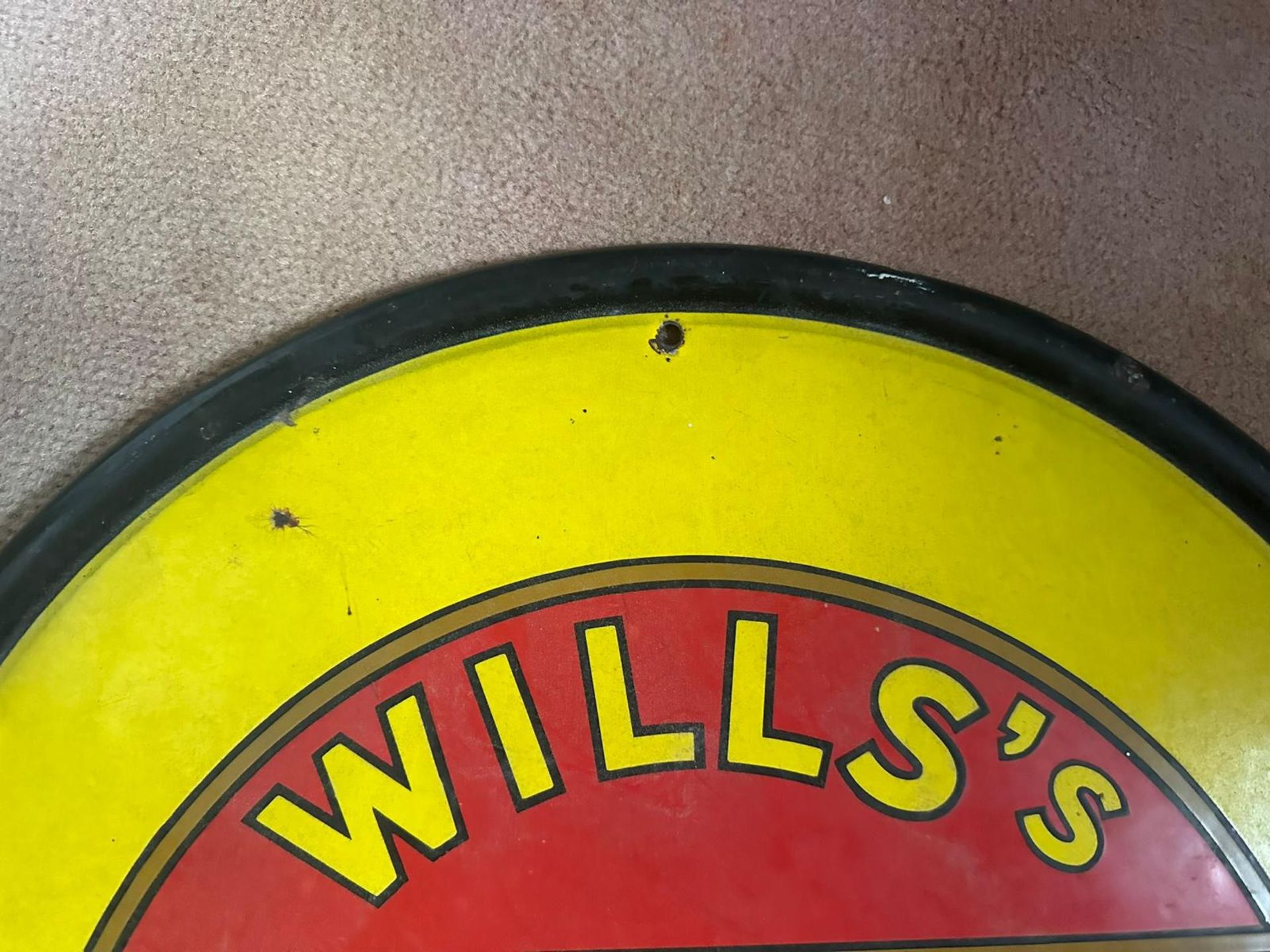 A vintage enamelled circular roundel advertising sign for Will's Gold Flake Cigarettes, - Image 8 of 9