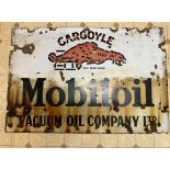 A vintage enamelled advertising sign for Mobiloil Gargoyle, approx 115 x 77cm (45" x 30").