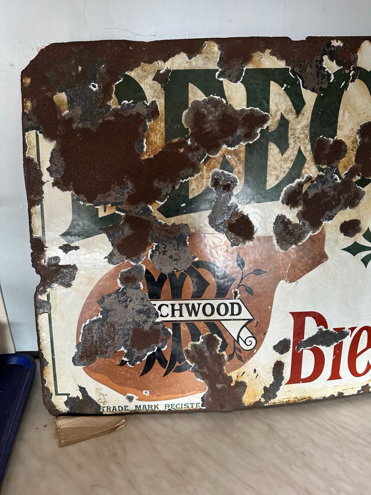 A vintage enamelled advertising sign for Beechwood Hams & Breakfast Bacon, - Image 3 of 5