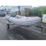 2002 Avon rigid inflatable boat with Yamaha 15HP two stroke engine.