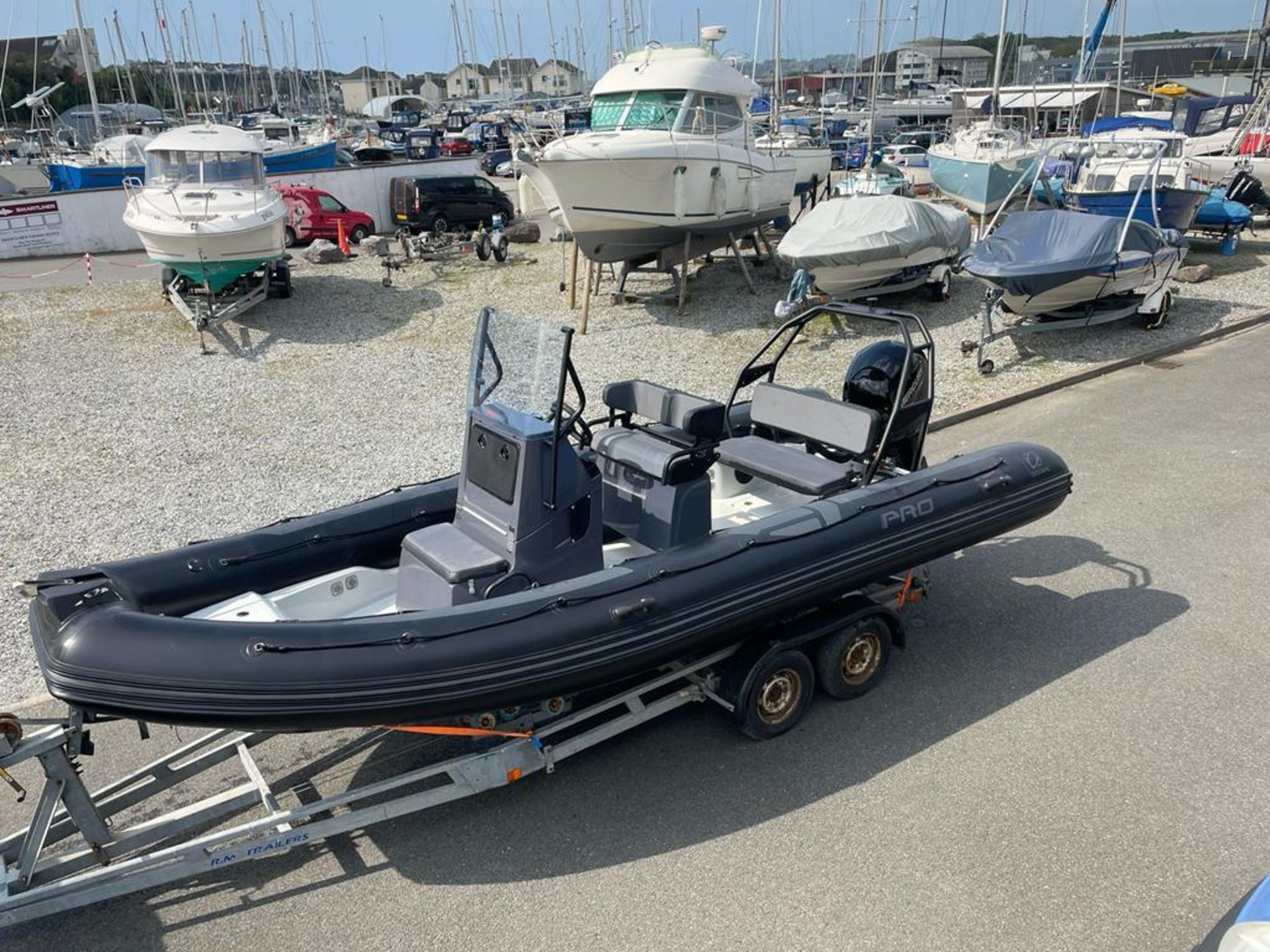 Zodiac 650 Pro rigid inflatable boat with Mercury 150 outboard engine. Includes road trailer. - Image 7 of 14