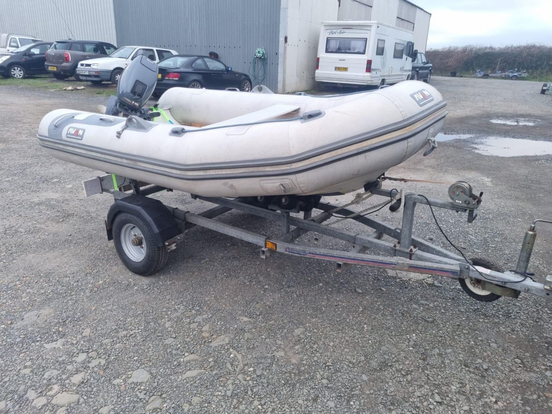 2004 Avon rigid inflatable boat with 2004 Yamaha 15HP two stroke outboard engine.