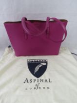 Aspinal of London, leather handbag in pink, with dust bag.
